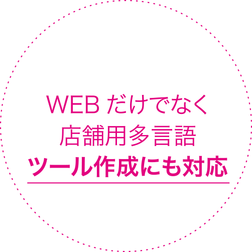 WEBだけでなく店舗用多言語ツール作成にも対応 